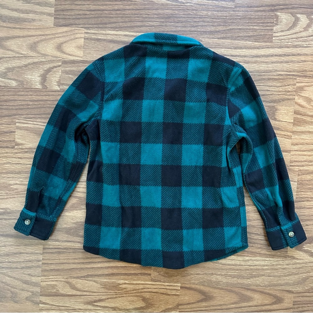 Jumping Beans Boys Size 5 Button Up Shirt Fleece Green Black Buffalo Plaid EUC! - Picture 7 of 7